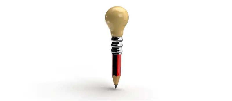 Pencil with an idea light bulb.